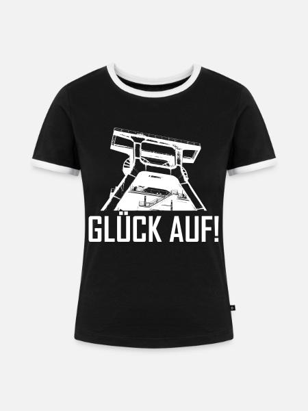 Glück auf weiß - Frauen Kontrast-T-Shirt - Schwarz/Weiß