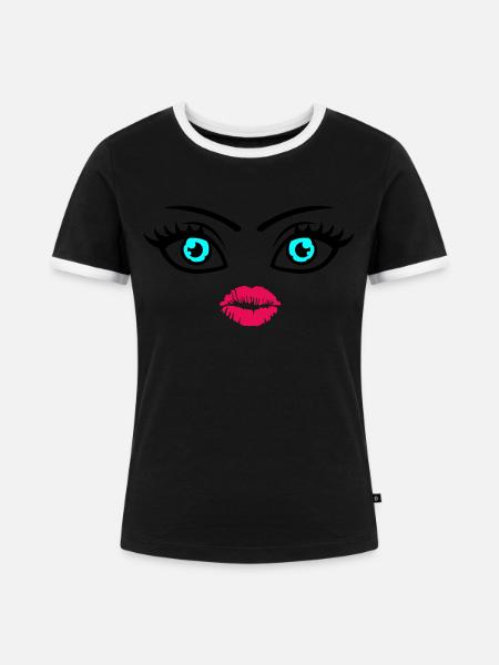 kiss face - Frauen Kontrast-T-Shirt - Schwarz/Weiß