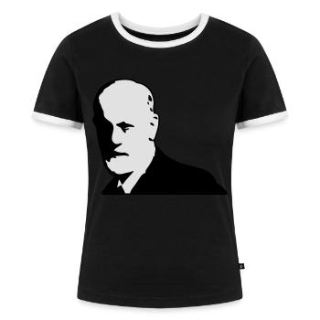 Sigmund Freud - Frauen Kontrast-T-Shirt - Schwarz/Weiß - Vorne - Selfina (174cm)