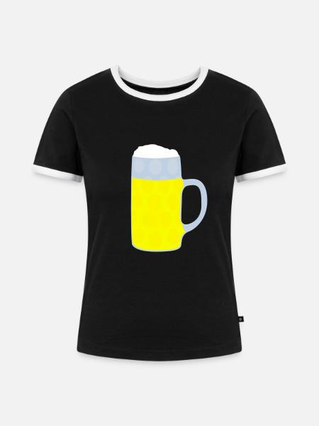 Bierglas, Bierkrug - Frauen Kontrast-T-Shirt - Schwarz/Weiß