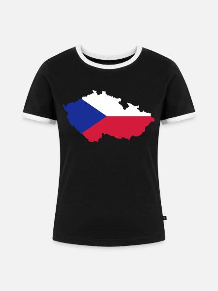 Tschechische Republik - Frauen Kontrast-T-Shirt - Schwarz/Weiß
