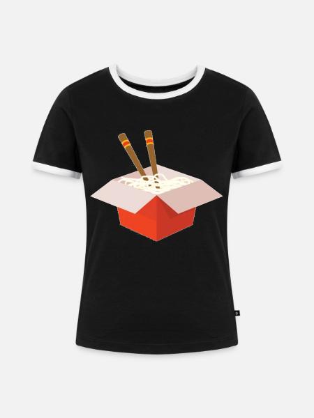 Nudeln - Frauen Kontrast-T-Shirt - Schwarz/Weiß