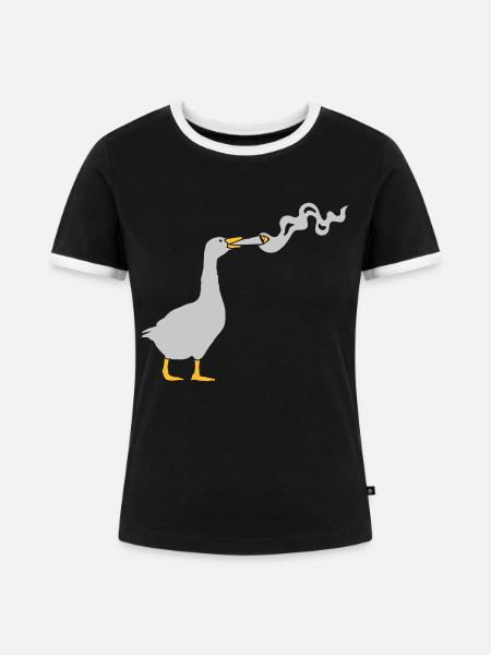 Joint Kiffer Gans - Frauen Kontrast-T-Shirt - Schwarz/Weiß