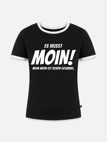 Moin - Frauen Kontrast-T-Shirt - Schwarz/Weiß
