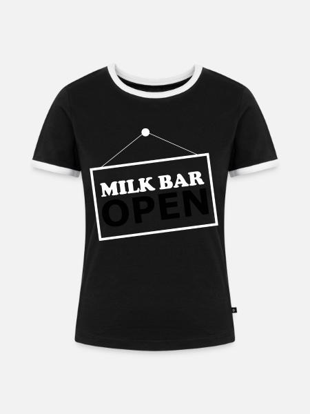 Milk Bar open - Frauen Kontrast-T-Shirt - Schwarz/Weiß