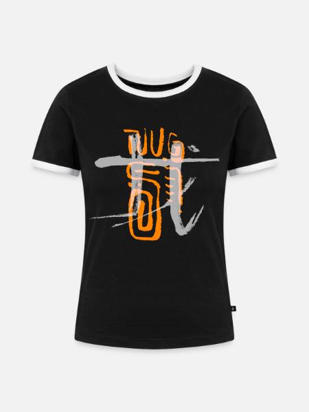Drache - Tierkreiszeichen - Abstrakt - Frauen Kontrast-T-Shirt - Schwarz/Weiß