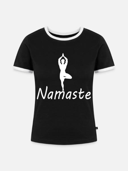 Namaste Yoga für Männer - Frauen Kontrast-T-Shirt - Schwarz/Weiß
