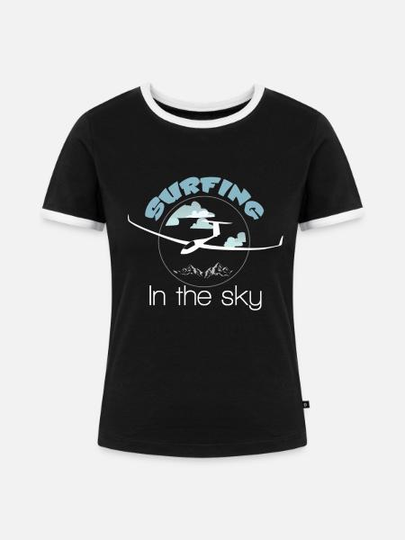 SURFEN IN DER LUFT - Frauen Kontrast-T-Shirt - Schwarz/Weiß