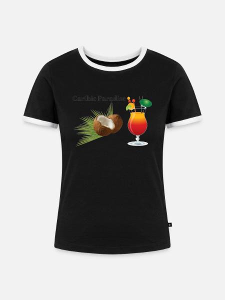 Happy Caribic Paradise - Frauen Kontrast-T-Shirt - Schwarz/Weiß