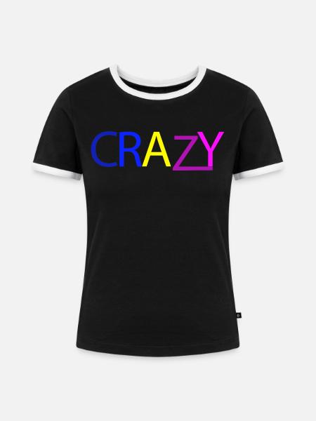 Crazy Verrueckt - Frauen Kontrast-T-Shirt - Schwarz/Weiß