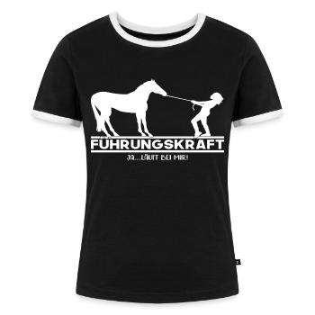 Führungskraft Pferd Westernreiten Reiterin QH - Frauen Kontrast-T-Shirt - Schwarz/Weiß - Vorne - Selfina (174cm)