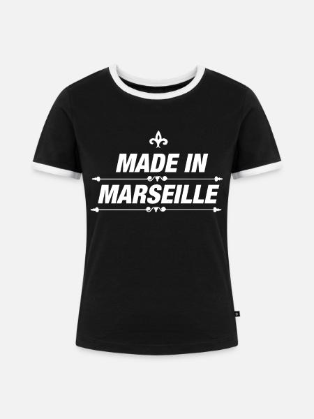 Mannheim Monnem - Frauen Kontrast-T-Shirt - Schwarz/Weiß