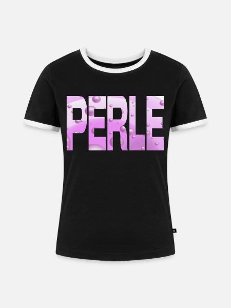 Perle Bubble Purple Violet - Frauen Kontrast-T-Shirt - Schwarz/Weiß