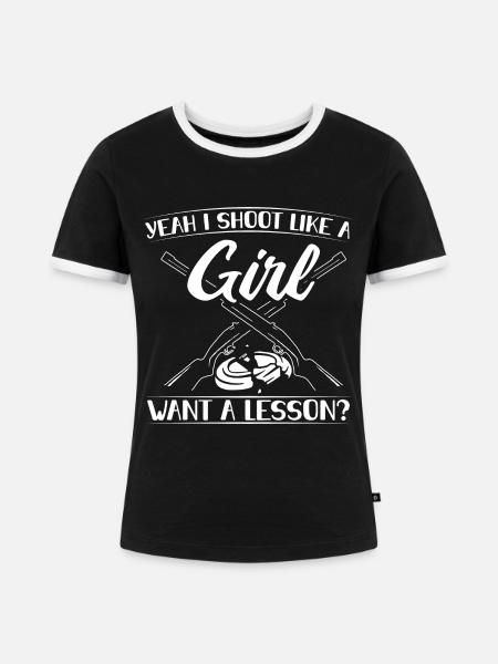 Wurfscheibenschießen - Frauen Kontrast-T-Shirt - Schwarz/Weiß