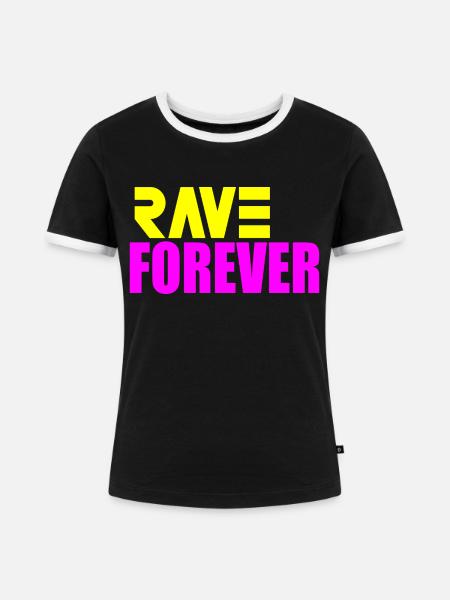 Für immer raven - Frauen Kontrast-T-Shirt - Schwarz/Weiß