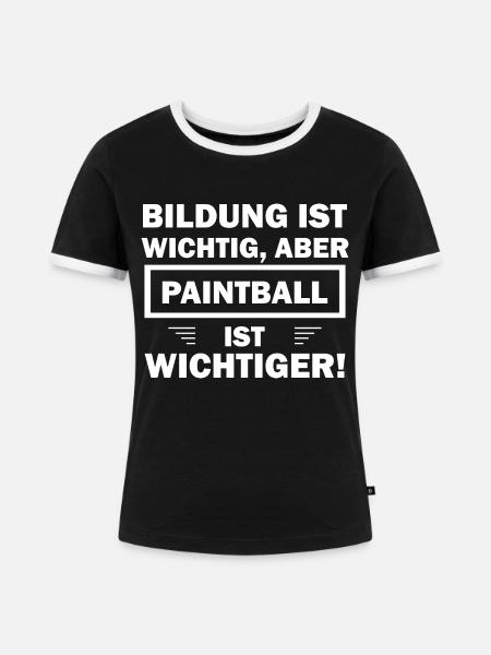 Paintball Airsoft - Frauen Kontrast-T-Shirt - Schwarz/Weiß