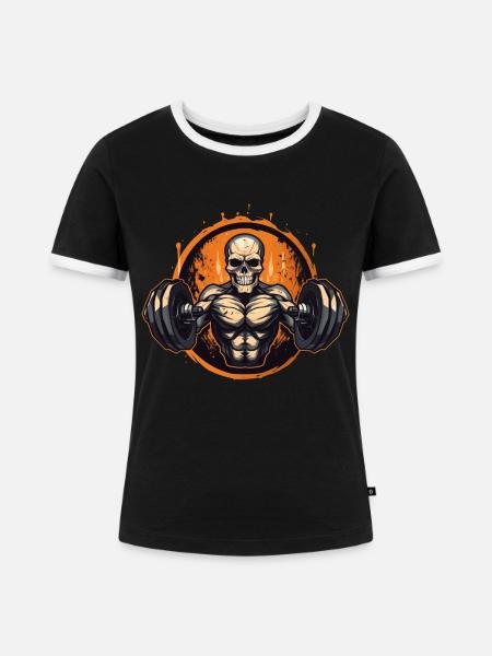 gym skull - Frauen Kontrast-T-Shirt - Schwarz/Weiß