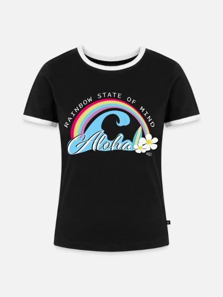 aloha Regenbogen - Frauen Kontrast-T-Shirt - Schwarz/Weiß