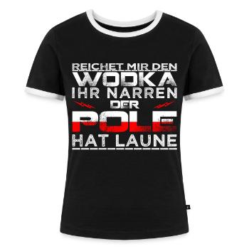 POLE - Frauen Kontrast-T-Shirt - Schwarz/Weiß - Vorne - Selfina (174cm)