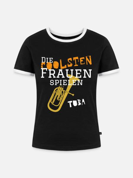 Die coolsten_Frauen_Tuba - Frauen Kontrast-T-Shirt - Schwarz/Weiß