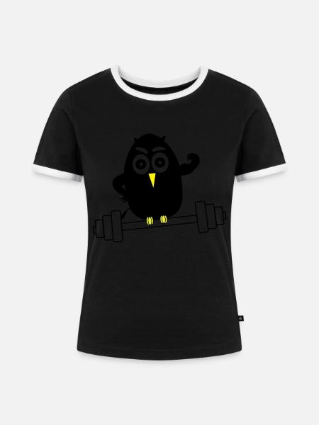 vogel Bodybuilding - Frauen Kontrast-T-Shirt - Schwarz/Weiß