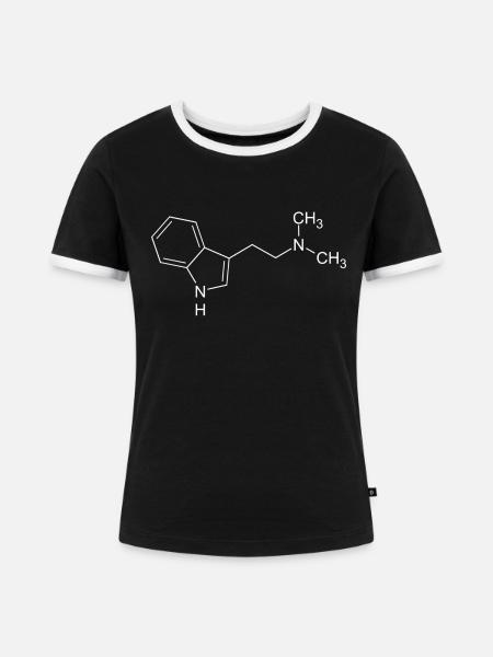 DMT Dimethyltryptamin Strukturformel - Frauen Kontrast-T-Shirt - Schwarz/Weiß
