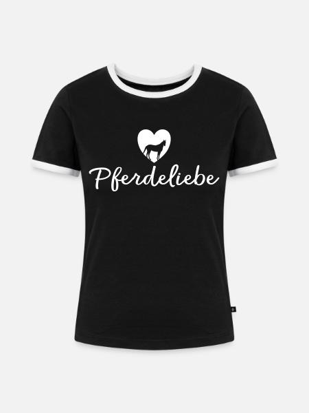 Pferdeliebe Pferde Reiter - Frauen Kontrast-T-Shirt - Schwarz/Weiß
