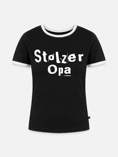 Stolzer Opa - Frauen Kontrast-T-Shirt - Schwarz/Weiß