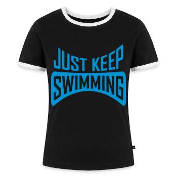 Just Keep Swimming - Frauen Kontrast-T-Shirt - Schwarz/Weiß - Vorne - Selfina (174cm)