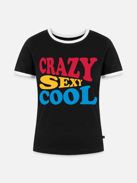 crazy sexy cool Design - Frauen Kontrast-T-Shirt - Schwarz/Weiß