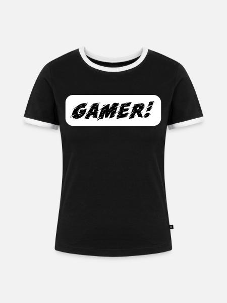 Game Gaming PC - Frauen Kontrast-T-Shirt - Schwarz/Weiß