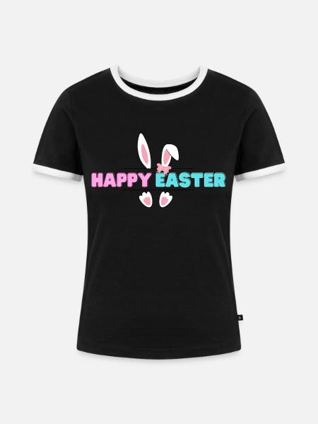 Happy Easter - Frauen Kontrast-T-Shirt - Schwarz/Weiß