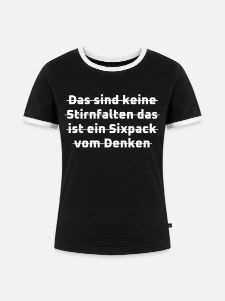 witzige sprüche sixpack - Frauen Kontrast-T-Shirt - Schwarz/Weiß
