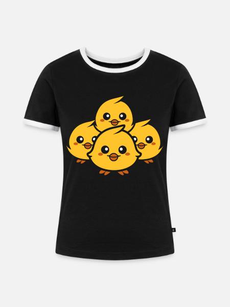 Küken - Frauen Kontrast-T-Shirt - Schwarz/Weiß