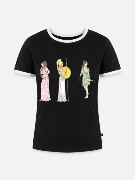 Antike Frauen - Frauen Kontrast-T-Shirt - Schwarz/Weiß