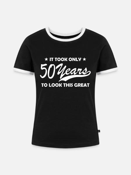 50 years - Frauen Kontrast-T-Shirt - Schwarz/Weiß
