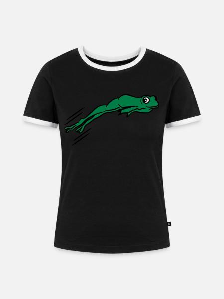 Frosch springen - Frauen Kontrast-T-Shirt - Schwarz/Weiß