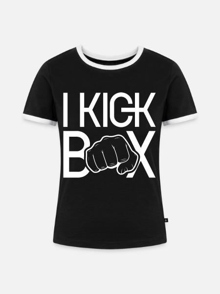 Ich Kickboxe Kickboxer Kickboxen Kickboxing - Frauen Kontrast-T-Shirt - Schwarz/Weiß