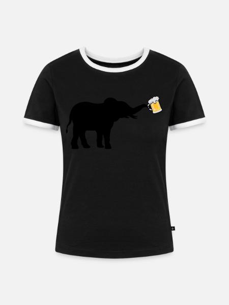 Bier Krug Elefant cool - Frauen Kontrast-T-Shirt - Schwarz/Weiß