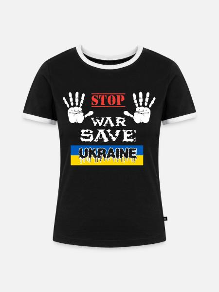 STOP WAR SAVE UKRAINE - Frauen Kontrast-T-Shirt - Schwarz/Weiß