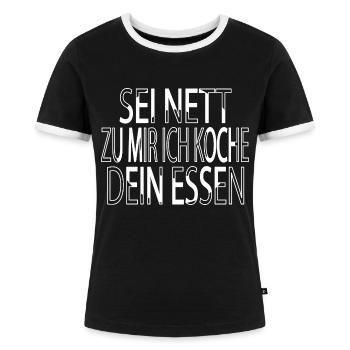 grillen geburtstagsgeschenk geek geschenkidee - Frauen Kontrast-T-Shirt - Schwarz/Weiß - Vorne - Selfina (174cm)