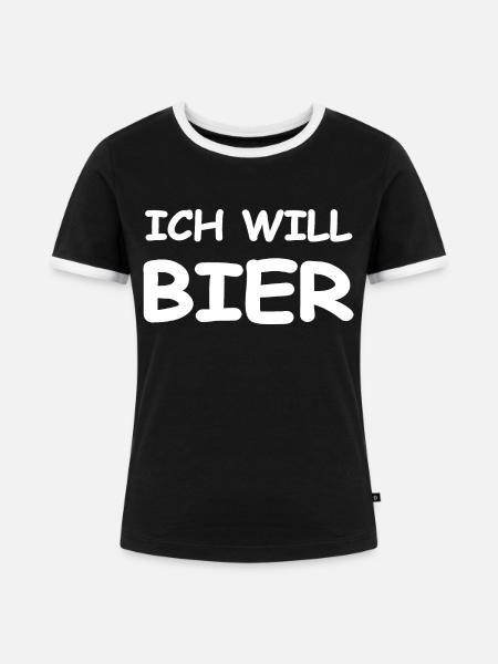 Bier - Frauen Kontrast-T-Shirt - Schwarz/Weiß