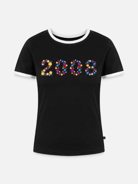 Flowers 2008 - Frauen Kontrast-T-Shirt - Schwarz/Weiß