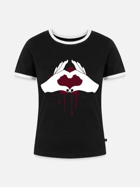 Love Hands - Frauen Kontrast-T-Shirt - Schwarz/Weiß