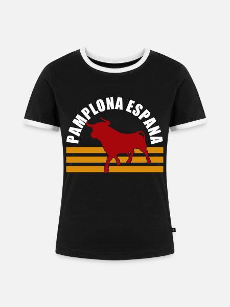pamplona espana - Frauen Kontrast-T-Shirt - Schwarz/Weiß