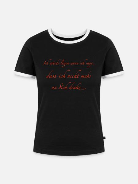 ich würde lügen...... - Frauen Kontrast-T-Shirt - Schwarz/Weiß