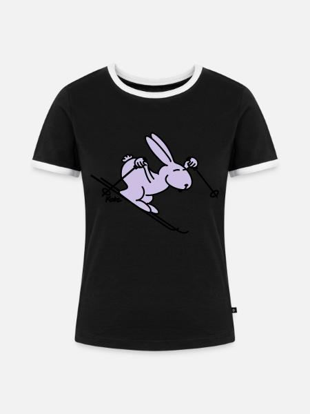 Skihase (farbig) - Frauen Kontrast-T-Shirt - Schwarz/Weiß