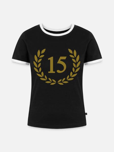 15 - Frauen Kontrast-T-Shirt - Schwarz/Weiß