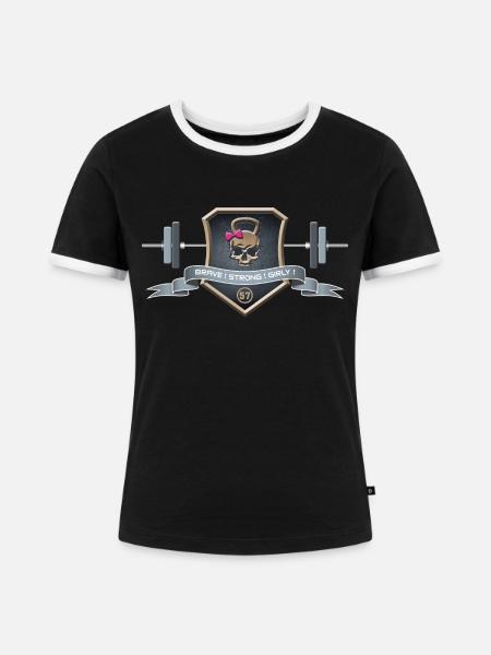 Logo Braves Strong Girly - Frauen Kontrast-T-Shirt - Schwarz/Weiß