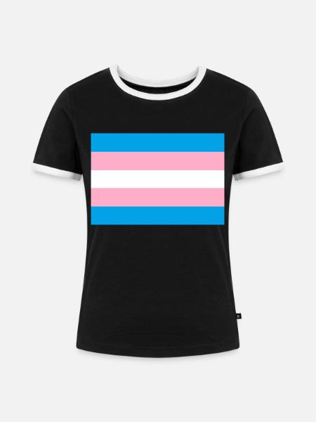 Transgender-Stolz-Flagge - Frauen Kontrast-T-Shirt - Schwarz/Weiß
